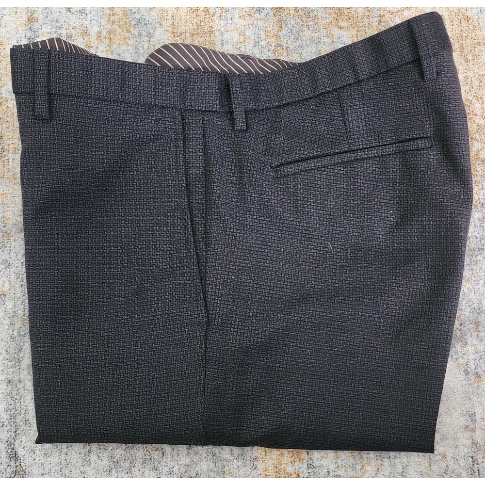 Banana Republic Men's Brown Check Slim-Fit FF Wool Dress Pants  33 X 34